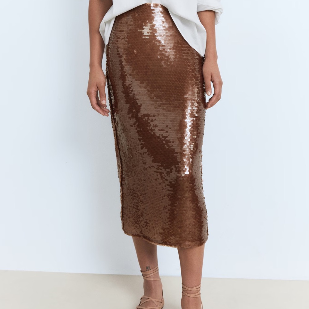 NWT Mango Sequin Midi Skirt